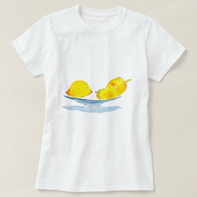 Lemons gult frukt, vattenfärg t shirt (Design framsida)