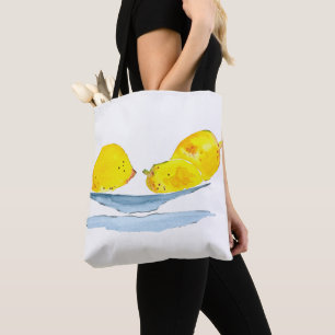 Lemons gult frukt, vattenfärg tygkasse