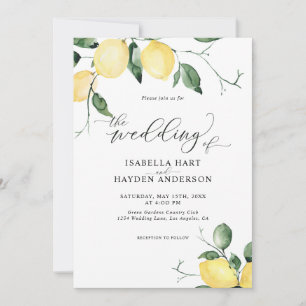 Lemons Gult Summer Fruit Garden Wedding Inbjudningar