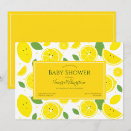 Lemons Gult Vit Grönt Babykläder Inbjudningar