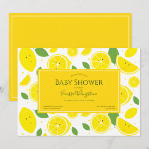 Lemons Gult Vit Grönt Babykläder Inbjudningar