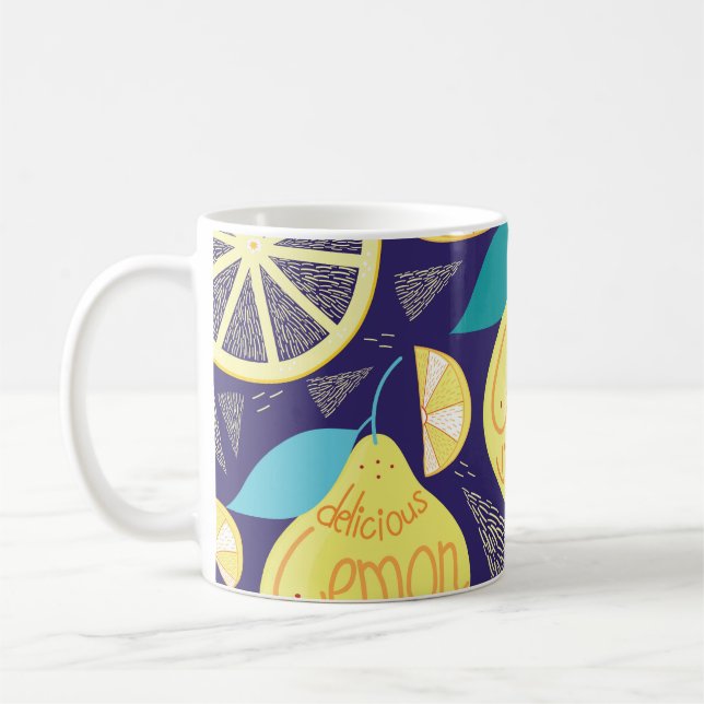Lemons-handskar: Mörk blått Bright Mönster Kaffemugg (Vänster)