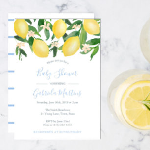 Lemons Himlar Blue Little Boy Baby Shower Inbjudningar