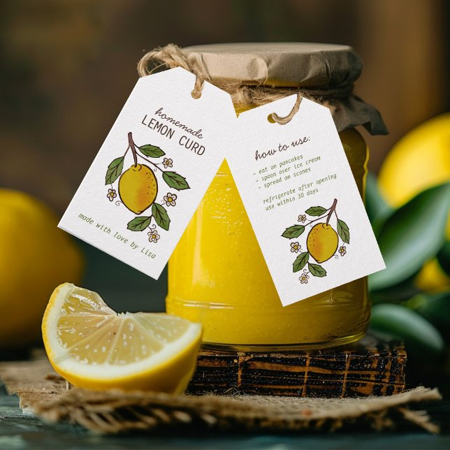 Lemons Homemade Treats Rustic Anpassningsbar Presentetikett (Lovely Lemons Homemade Treats Rustic Custom Gift Tags
)