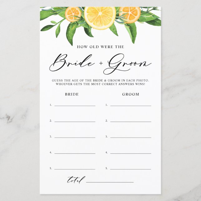 Lemons hur gammalt var Bride and Groom Game? (Framsida)