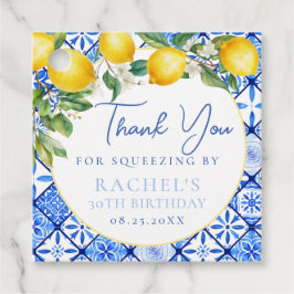 Lemons italiensk Blue Tiles Birthday Tack Gåvor Etiketter
