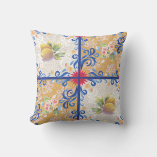 Lemons & Joy_1 Italienska Tiles Stil Tapestry Kudde