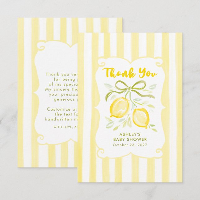 Lemons Könsneutrala Baby Shower Tackkort Tack Kort (Fram/baksida)
