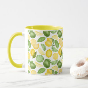 Lemons Limes Löv Mönster Grönt Coffee Mugg