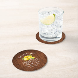 Lemons Limoncello Bröllop Faux Wood Underlägg Papper Rund