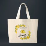 Lemons Limoncello för vattenfärgsfärg i penselskri Jumbo Tygkasse<br><div class="desc">Moderna vattenfärgleemon för penselskript när du använder Life Ge leemons för att göra Limoncello stor tote-säck</div>