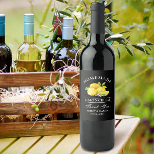 Lemons Limoncello Tack Svart Flaska-etiketter Vinflaska Etikett