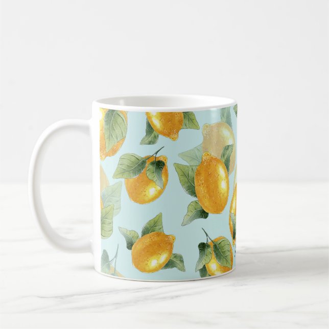 Lemons Löv: Sömlös vattenfärgsutskrift Kaffemugg (Vänster)