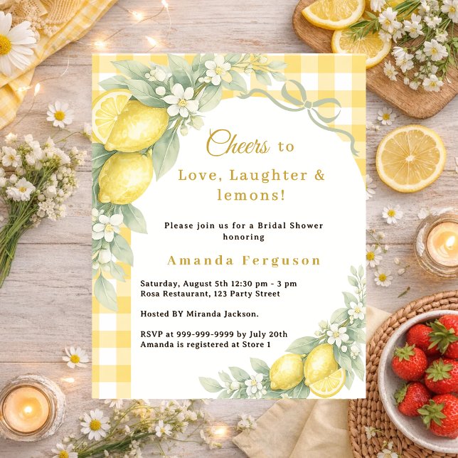 Lemons love gingham Bridal Shower invitation (Skapare uppladdad)