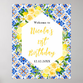 Lemons Mediterranean Birthday Welcome Poster