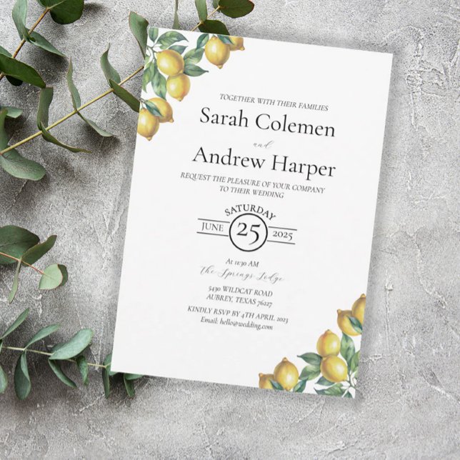 Lemons Mediterranean Sicilian Destination Wedding Inbjudningar (Skapare uppladdad)