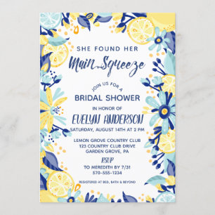 Lemons Mint Briday Shower för Gult för huvudspolni Inbjudningar