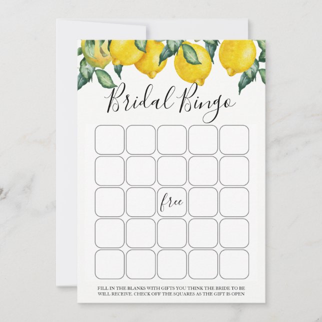 Lemons möhippa bingo-spel inbjudningar (Framsida)