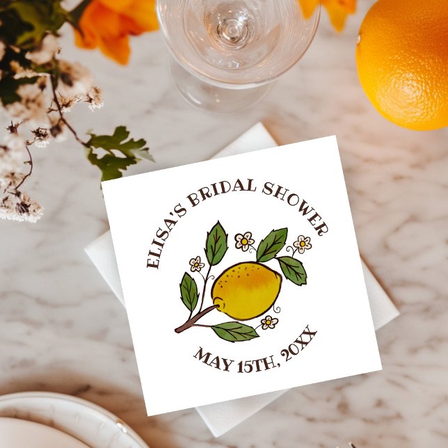 Lemons MÖHIPPA Rustic ANPASSNINGSBAR Pappersservett (Lovely Lemons BRIDAL SHOWER Rustic CUSTOM Paper Napkins
)