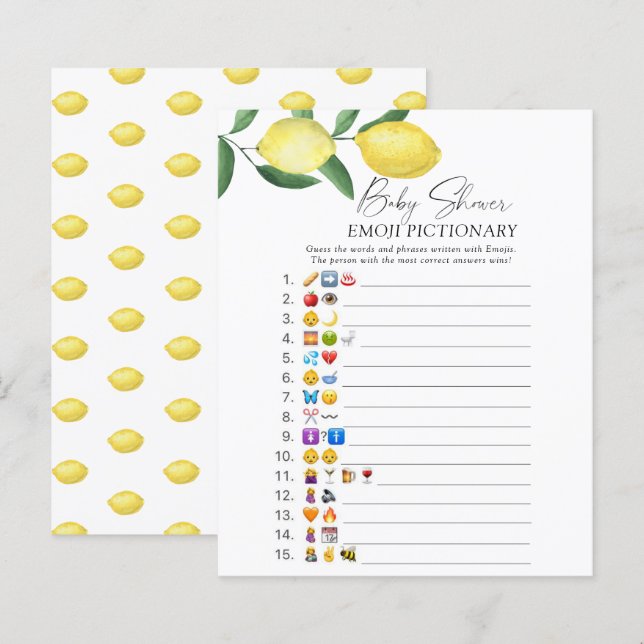 Lemons mönster - Emoji pictionary spel (Fram/baksida)