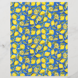 Lemons Mönster Gult Blue Papprare Lakan