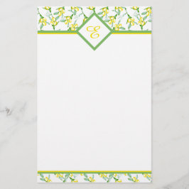 Lemons mönster monogram brevpapper