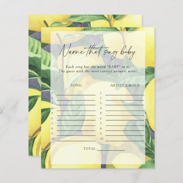 Lemons - Namn den där sång-babyduschspelet (Fram/baksida)