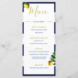 Lemons Navy White Marble Summer Monogram Meny