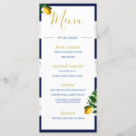 Lemons Navy White Marble Summer Monogram Meny