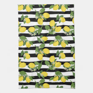 Lemons och Blommar på Rand Kökshandduk
