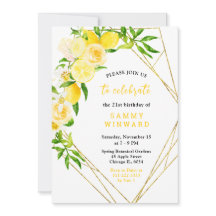 Lemons och blommor med lövverk födelsedag