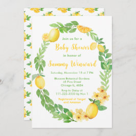 Lemons och Greenery Baby Shower Inbjudningar