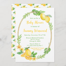 Lemons och Greenery Baby Shower Inbjudningar
