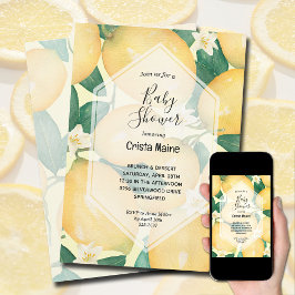 Lemons och Greenery Baby Shower Inbjudningar