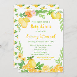 Lemons och Greenery Baby Shower Inbjudningar