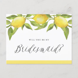 Lemons och Greenery kommer du att bli mitt Bridesm Meddelande Vykort