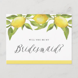 Lemons och Greenery kommer du att bli mitt Bridesm Meddelande Vykort