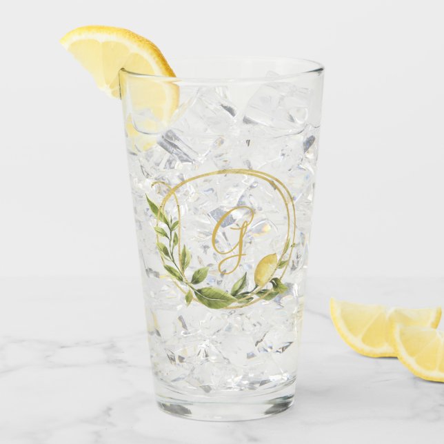 Lemons och Greenery Monogram | Glaskopp (Framsida Ice)