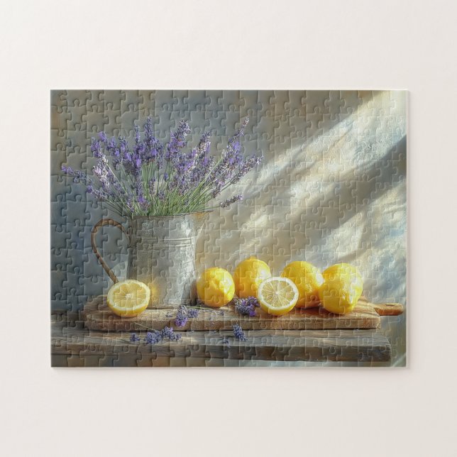 Lemons och Lavender Kitchen still Life Pussel (Horisontell)