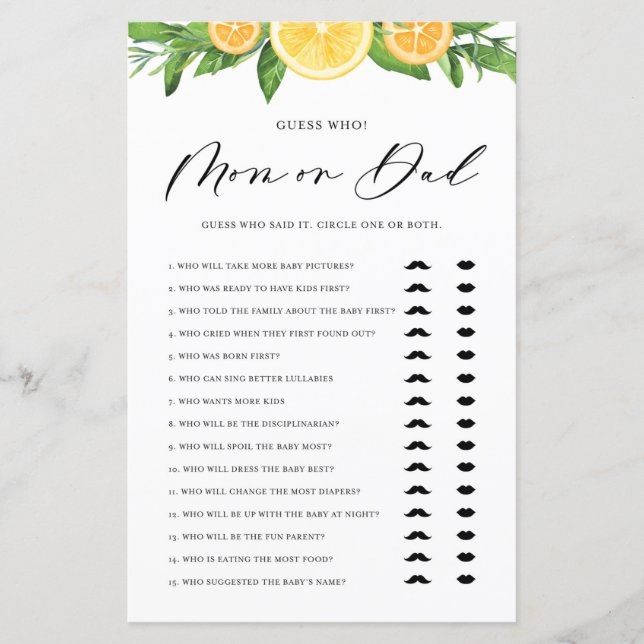 Lemons och Orangar Mamma eller Pappa sa att hon sa (Framsida)