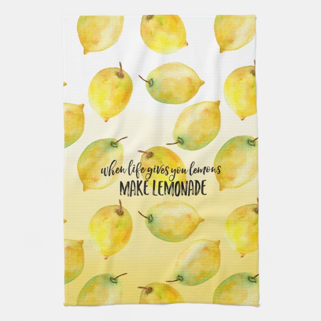 Lemons ombre vattenfärgsinspirationcitat kökshandduk (Vertikal)