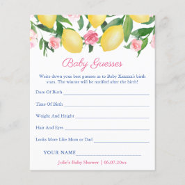 Lemons Positano gissar Baby Birth Stats Game Card