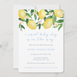Lemons Powder Blue Sweet Boy Shower Inbjudningar
