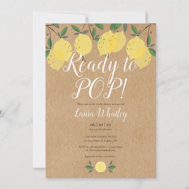 Lemons redo att POP Baby Shower Rustik Inbjudningar (Framsida)