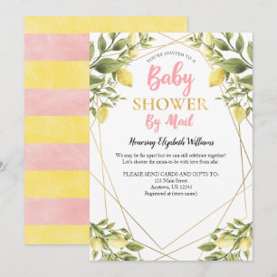 Lemons Rosa Baby Shower by Mail Inbjudningar