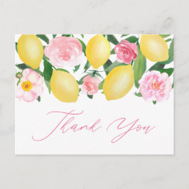 Lemons Rosa Blommigt Calligraphy Tack Vykort
