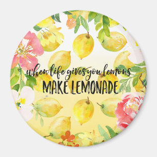 Lemons Rosa blommigt , vattenfärgsininspiration Magnet