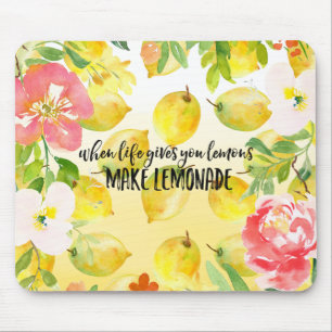 Lemons Rosa blommigt , vattenfärgsininspiration Musmatta