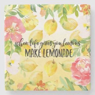 Lemons Rosa blommigt , vattenfärgsininspiration Stenunderlägg