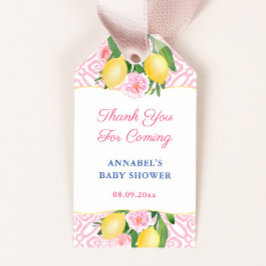 Lemons Rosa Tile Girl Baby Shower Party Favoriter Presentetikett